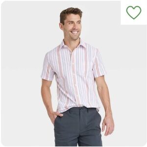 Men's Striped Shirt - White and Pink